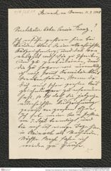 Nachlass Franz Steindachner, Brief von Therese Bujatti an Franz Steindachner (11.09.1908), Inv.Nr. 68.01, Seite 1